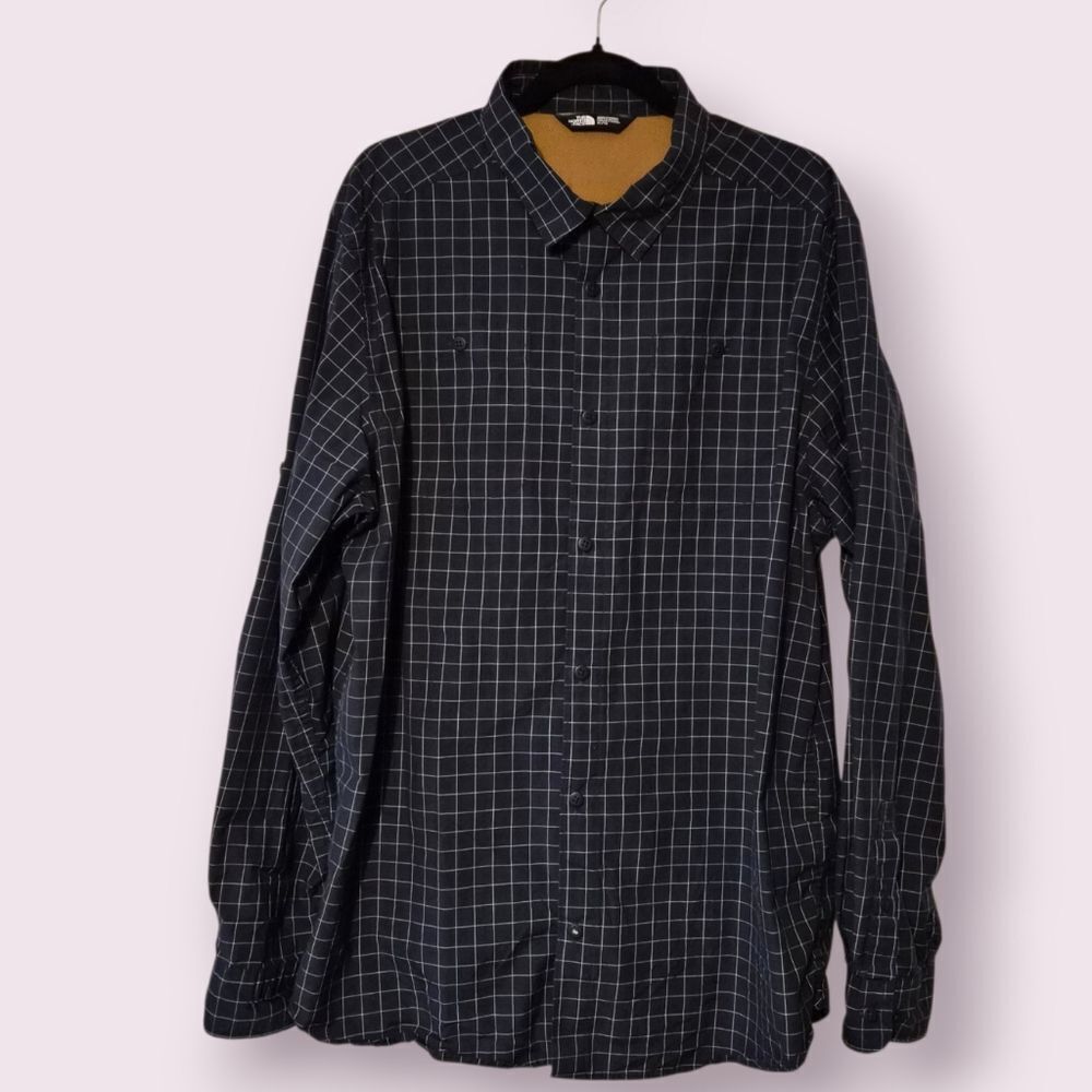 The Northface Button Up Shirt Mens XL Long Sleeve Check Casual Vented Back | EUC